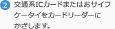 2.交通系ICカードまたはおサイフケータイをカードリーダーにかざします